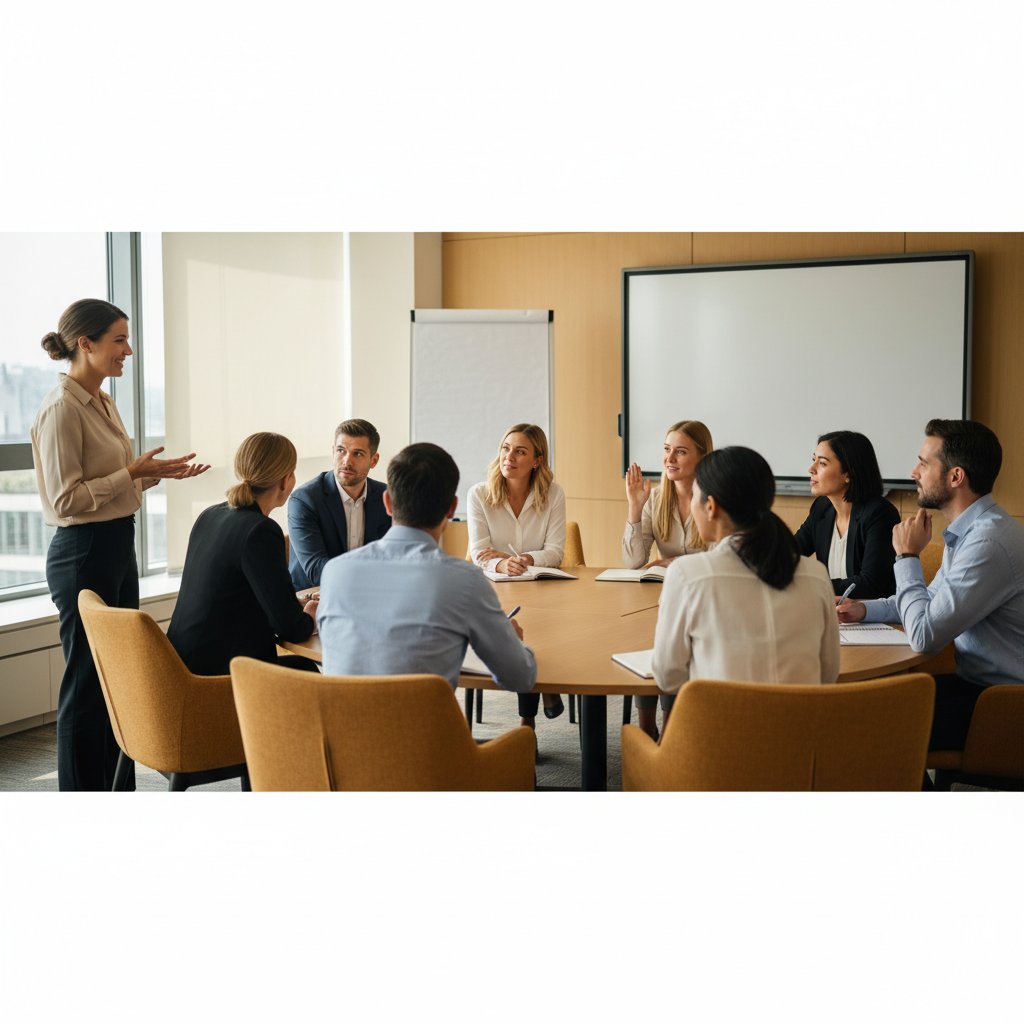 Corporate training session with new employees